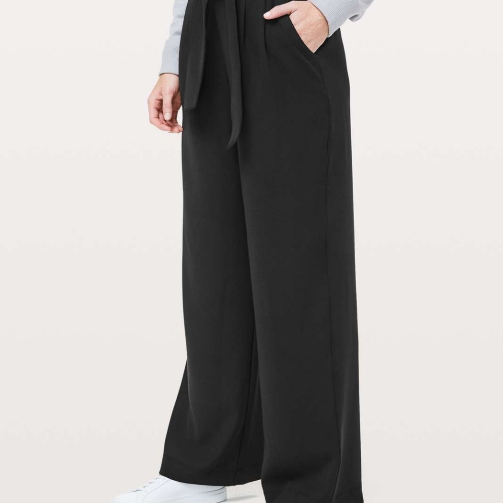 Worn once! Wide leg high rise sport dress pants with tie elastic waist.